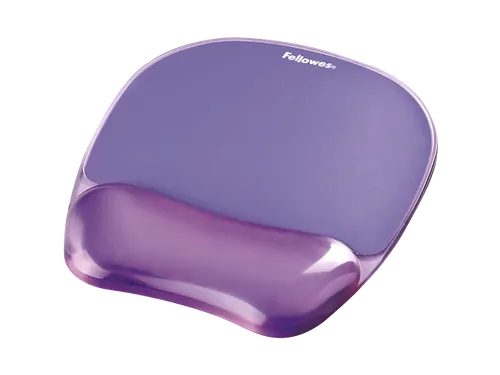 Muismat met polssteun Fellowes Crystals gel transparant paars