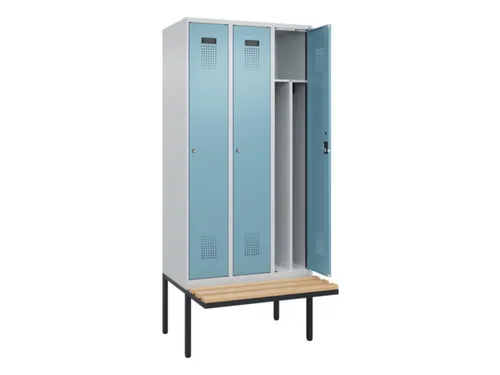 locker met bank,voor scheiding van kleding,HxBxD 2120x900x815mm,3vak
