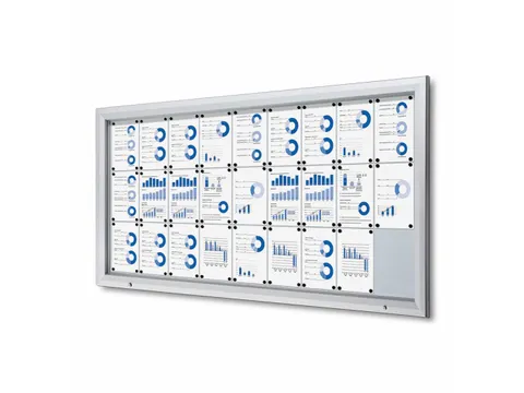 Vitrinekast mededelingenbord Outdoor 27xA4 met gasveer Zilver