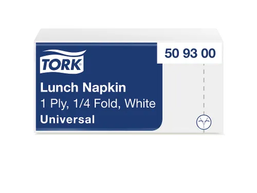 Lunchservet Tork 1-laags 33x33 500st wit 509300