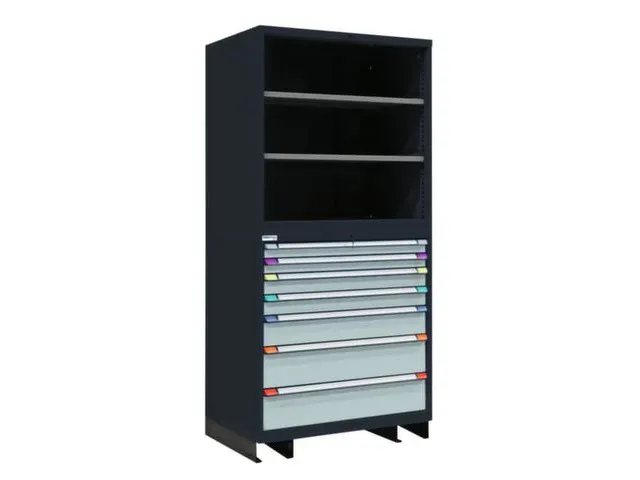 combikast,HxBxD 2100x805x695mm,7lade(n),key lock,2xStalen bodem