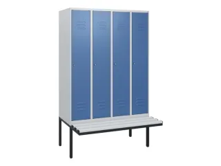 locker met bank,HxBxD 1950x1200x815mm,4vak,vak B 300mm,cil.-slot - 1