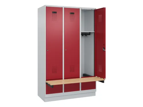 locker met bank,HxBxD 1950x1200x815mm,3vak,vak B 400mm,cilinderslot