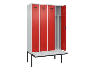 locker met bank,voor scheiding van kleding,HxBxD 2120x1200x815mm,4vak - 1