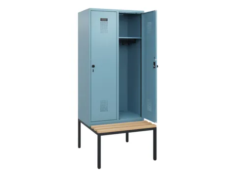 locker met bank,HxBxD 1950x800x815mm,2vak,vak B 400mm,draaigrendel