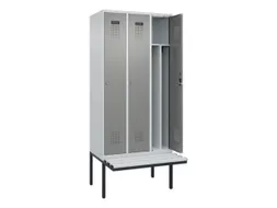 locker met bank,voor scheiding van kleding,HxBxD 2120x900x815mm,3vak
