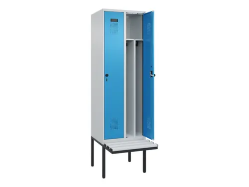 locker met bank,voor scheiding van kleding,HxBxD 2120x600x815mm,2vak