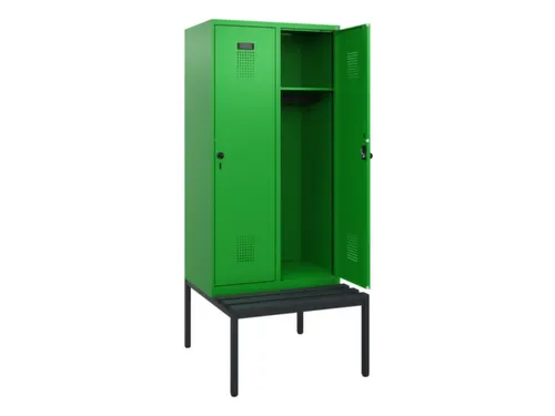 locker met bank,HxBxD 1950x800x815mm,2vak,vak B 400mm,draaigrendel