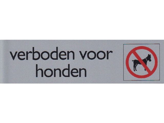Infobord pictogram verboden voor honden 165x44mm | DeurbordShop.nl