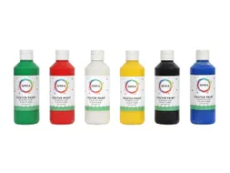 Plakkaatverf Qrea set à 6 standaard kleuren 250ml