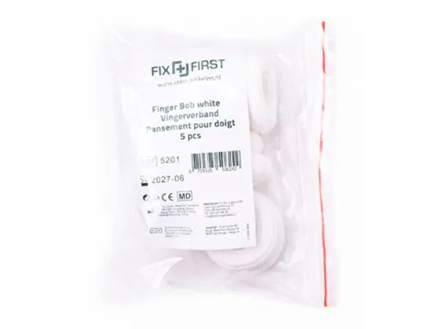 Vingerhoesje Vingerbob Textiel Wit 1 Maat 5 Stuks