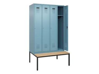 locker met bank,HxBxD 2120x1200x815mm,4vak,vak B 300mm,cilinderslot - 1
