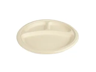 Bord IEZZY 260mm 3 vaks suikerriet PFAS-vrij naturel 50 stuks - 1