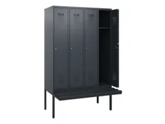 locker met bank,HxBxD 1950x1200x815mm,4vak,vak B 300mm,cilinderslot