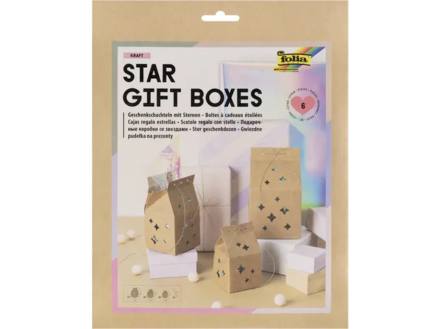 Giftbox Folia Star kraft set à 6 stuks