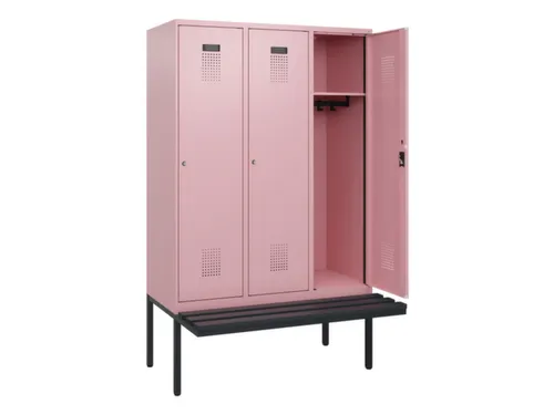 locker met bank,HxBxD 1950x1200x815mm,3vak,vak B 400mm,cilinderslot