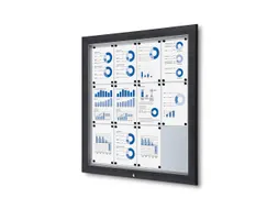 Vitrinekast mededelingenbord Outdoor 12xA4 met gasveer Antraciet