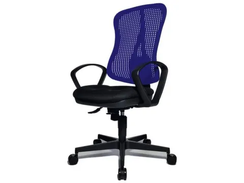 Bureaustoel Zitting Zwart Rugleuning Met Netbekleding In Blauw