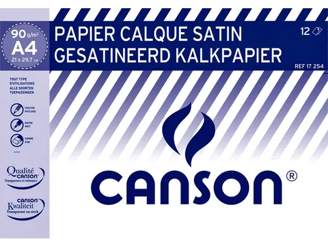 Kalkpapier Canson gesatineerd 12vel 90gr A4 doorschijnend