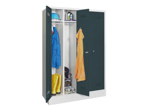 garderobekast,HxBxD 1850x1170x500mm,4vak,RAL7035,front RAL7016