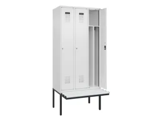 locker met bank,voor scheiding van kleding,HxBxD 2120x900x815mm,3vak - 1