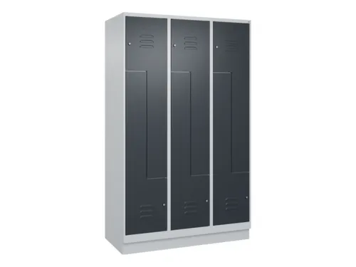 Z-garderobekast,HxBxD 1950x1200x500mm,vak B 200/400mm,cil.-slot,sokkel