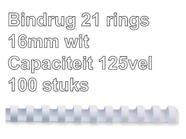 Bindrug Fellowes 16mm 21-rings A4 wit 100stuks | FellowesInbindmachine.nl