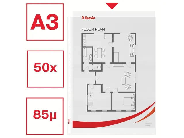 Showtas Esselte 55231 Standaard A3 PP 0.09mm 11-gaats 50 stuks