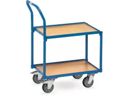 Rolplateau Met 2 Etages Hout 135400 250kg 600x400mm Duwbeugel Ral5007