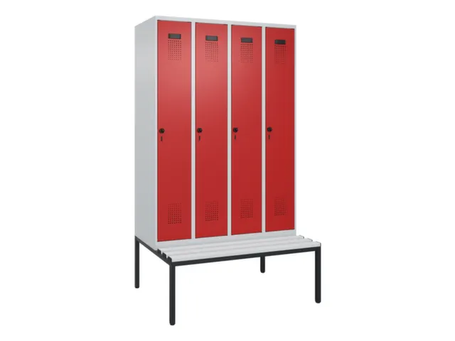 locker met bank,voor scheiding van kleding,HxBxD 2120x1200x815mm,4vak