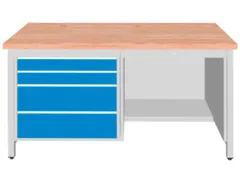 werkbank,HxBxD 860x1500x750mm,onderstel RAL5010,fronten RAL3020