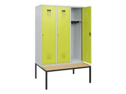 locker met bank,HxBxD 1950x1200x815mm,3vak,vak B 400mm,cilinderslot
