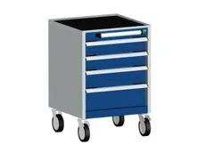 ladekast verrijdbaar 780x525x525mm 4laden RAL7035 front RAL5010