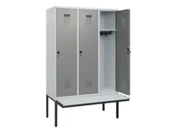 locker met bank,HxBxD 1950x1200x815mm,3vak,vak B 400mm,draaigrendel