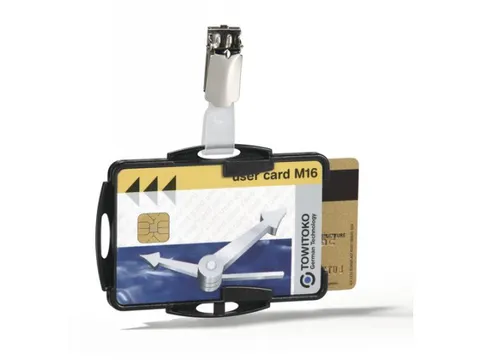 Durable 8218 Dubbele Badgehouder Zwart 54x85mm Met Clip