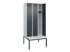 locker met bank,HxBxD 2120x900x815mm,3vak,vak B 300mm,cilinderslot