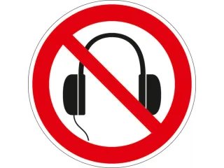 verbodsbord,Gebruik van koptelefoon verboden,PVC,Ø 50mm - 1