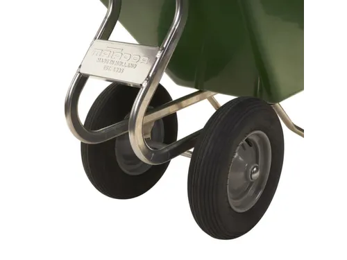 aluminium kruiwagen,160l,HxBxD 800x680x1600mm,PP-bak,groen,aluminium