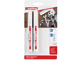 Viltstift edding 750 lakmarker rond 2-4mm blister à 2 stuks wit - 1