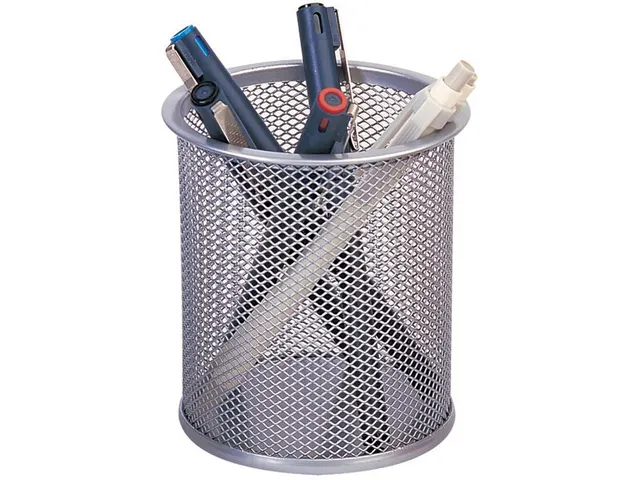 Pot À Crayons, Métal Mesh, Argent