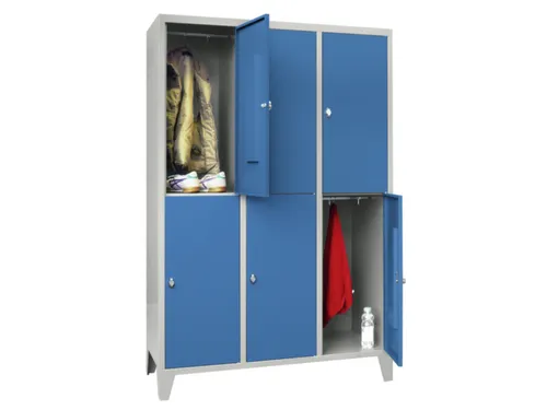 lockerkast,HxBxD 1850x1200x500mm,3x2vakken,RAL7035,front RAL5012