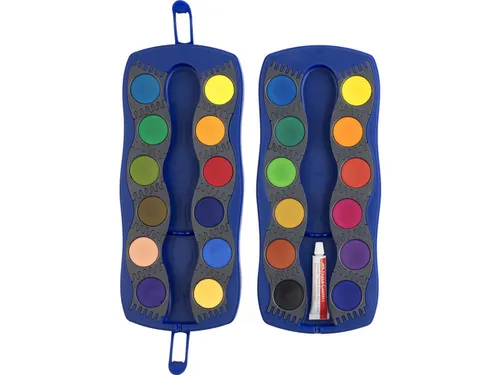Waterverfdoos Faber-Castell 24 kleuren +1 tube wit Connector Blauw