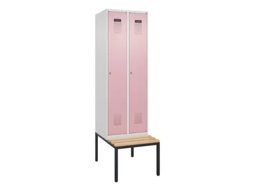 locker met bank,voor scheiding van kleding,HxBxD 2120x600x815mm,2vak