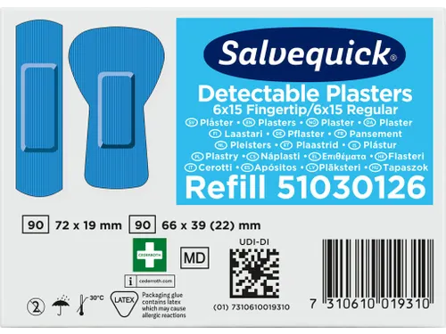 Salvequick Blauw Detectable Pleisters Vingertop/Normaal