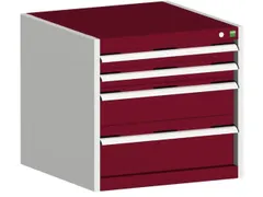 ladekast HxBxD 600x650x525mm 4laden romp RAL7035 front RAL3004