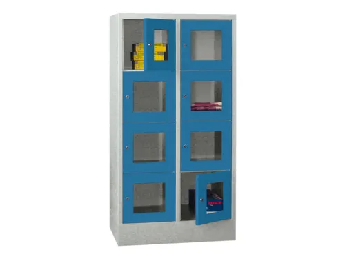lockerkast,HxBxD 1518x800x500mm,2x4vakken,RAL7035,front RAL5012