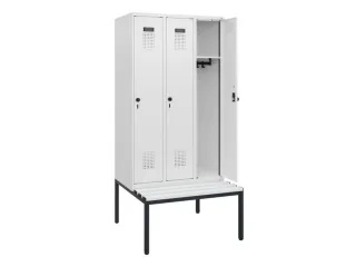 locker met bank,HxBxD 1950x900x815mm,3vak,vak B 300mm,draaigrendel - 1