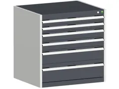 ladekast HxBxD 800x800x750mm 6laden romp RAL7035 front RAL7016