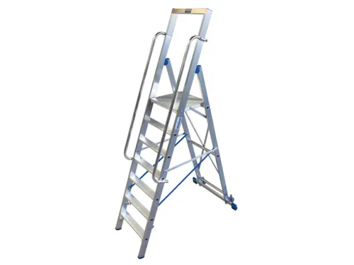 verrijdbare treden-platformladder eenzijdig 7treden stand H 1 65m