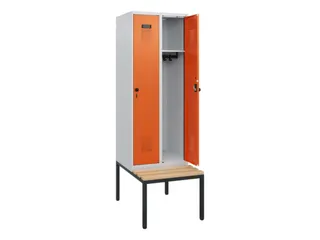 locker met bank,HxBxD 1950x600x815mm,2vak,vak B 300mm,draaigrendel - 1